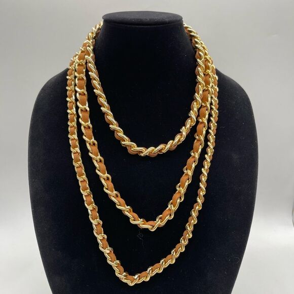 Triple Leather and Chain Necklace - Picture 3 of 3
